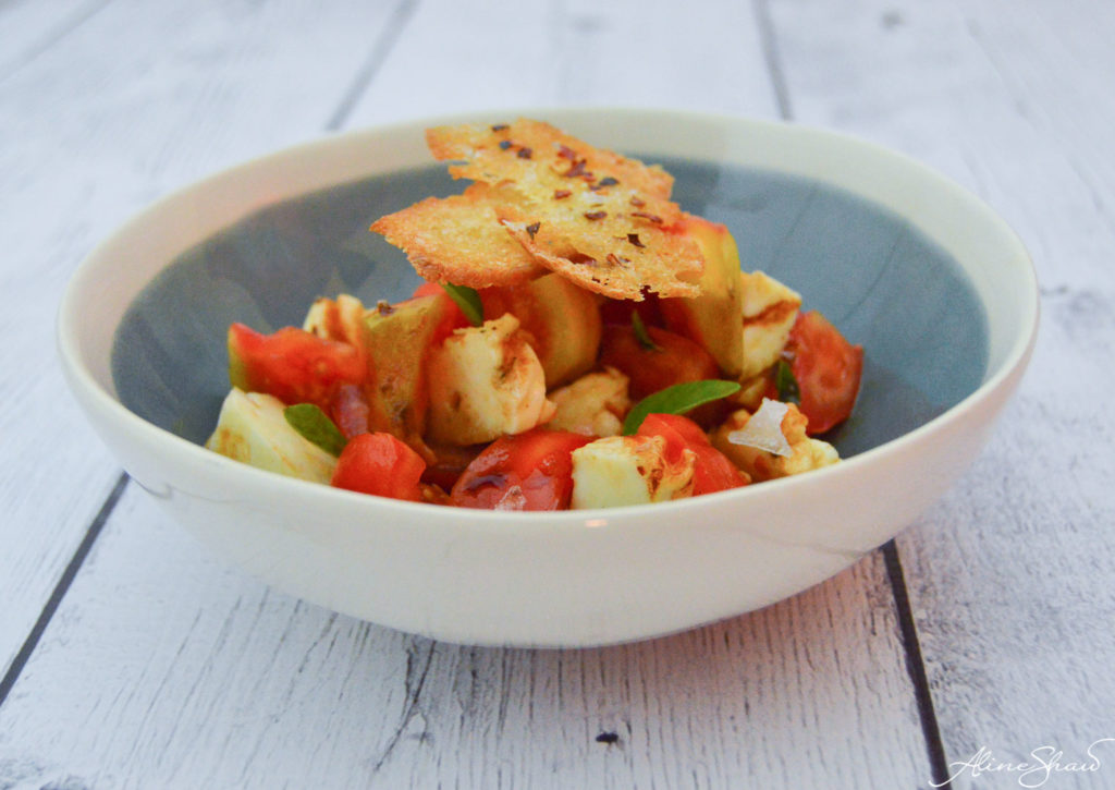Brazilian Tomato Salad Recipe with Balsamic Vinegar and Grilled Cheese