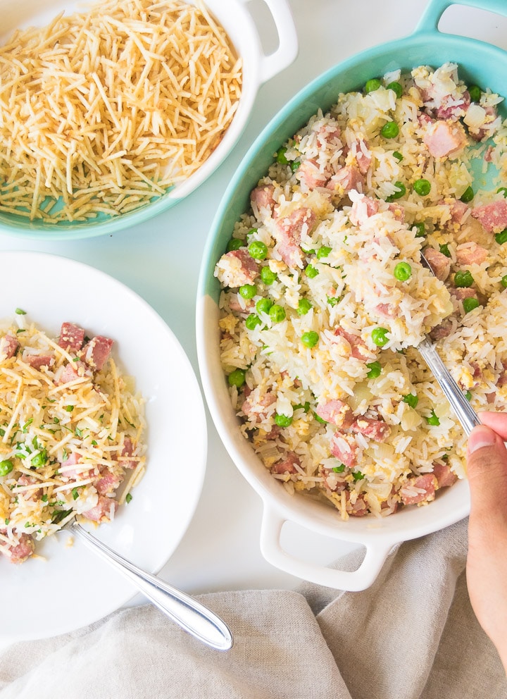 Brazilian Fried Rice with Ham and Egg