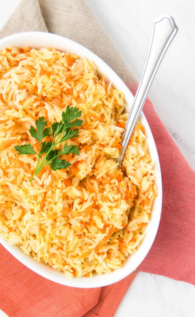 a bowl of carrot rice