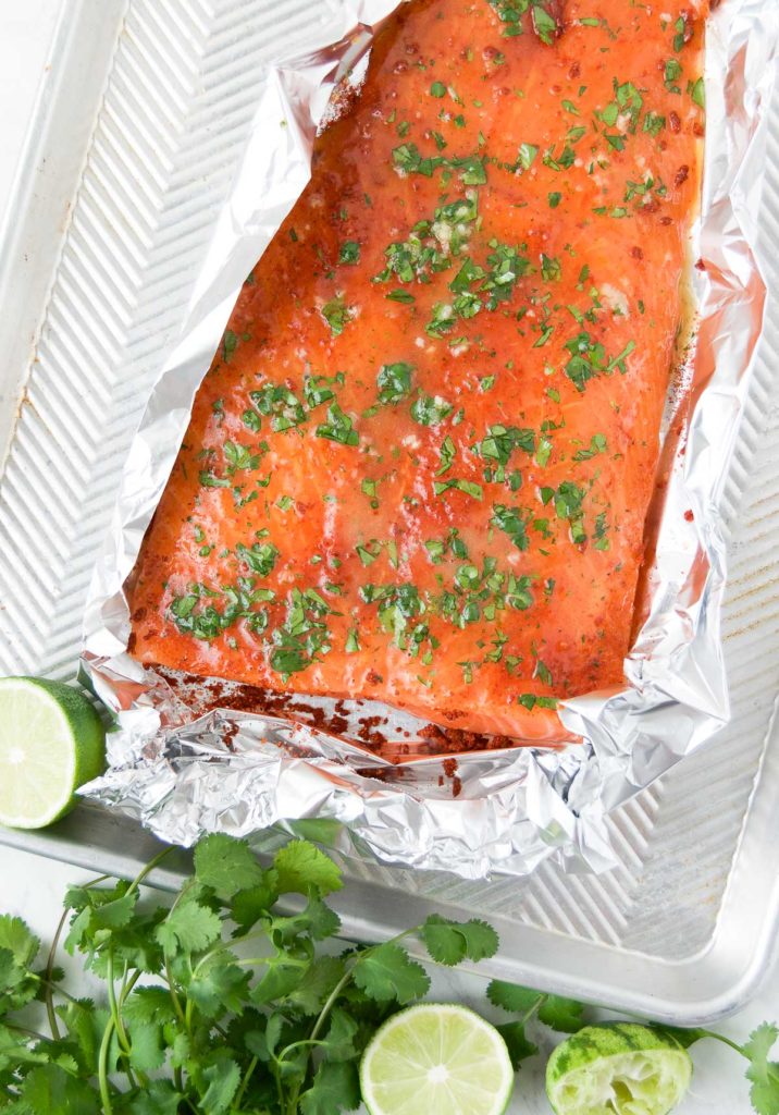 lime salmon basted with honey-butter and cilantro