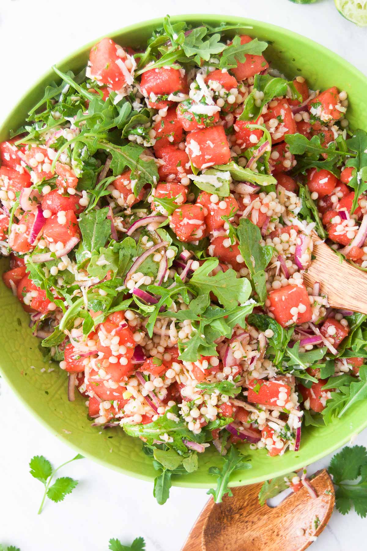 Watermelon Salad Recipe with Cilantro Honey Lime Dressing