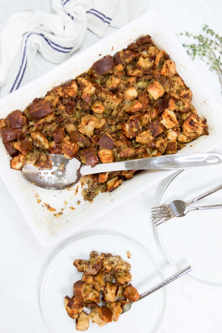 Pretzel and Sausage Stuffing with Beer