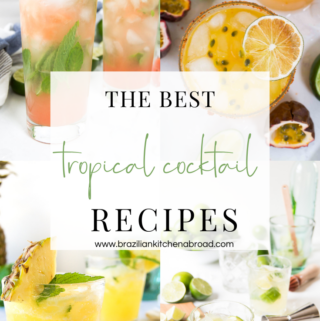 collage showing 4 cocktail recipes with the text the best tropical cocktail recipes