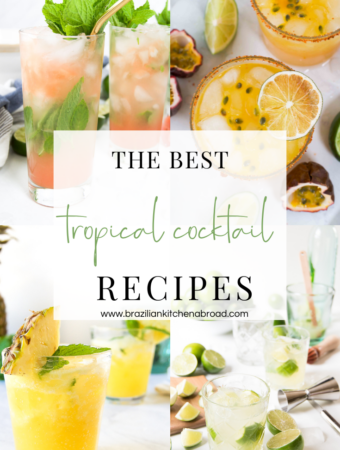 collage showing 4 cocktail recipes with the text the best tropical cocktail recipes